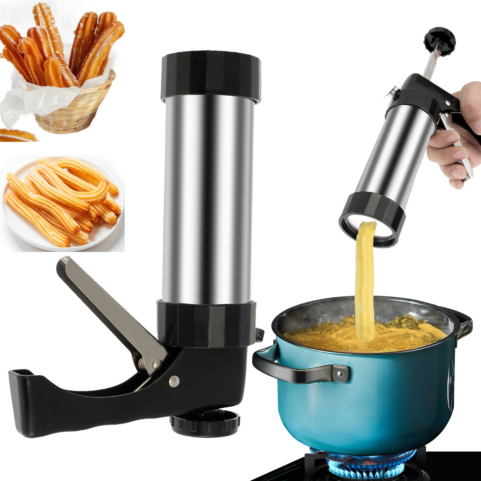 Churros Maker Gun - Cookie Press Gun Kit Stainless Steel