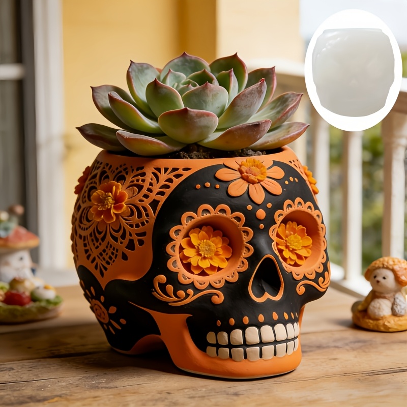 Flower relief skull succulent  – Potsticker Mold Bewertung und Preis