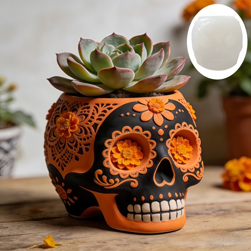 Flower relief skull succulent  – Potsticker Mold Bewertung und Preis