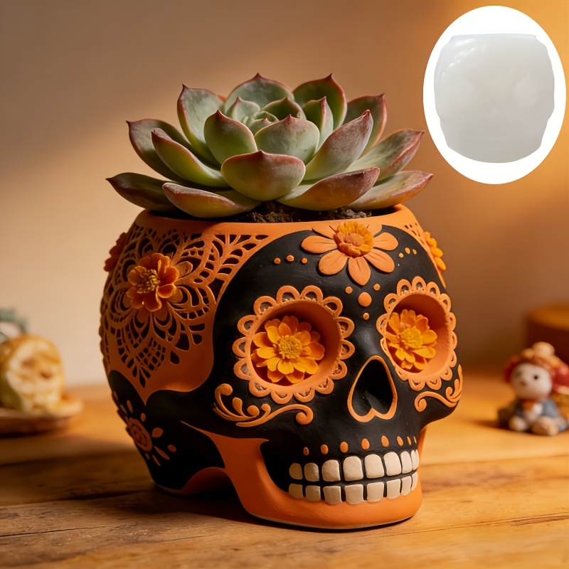 Flower relief skull succulent  – Potsticker Mold Bewertung und Preis