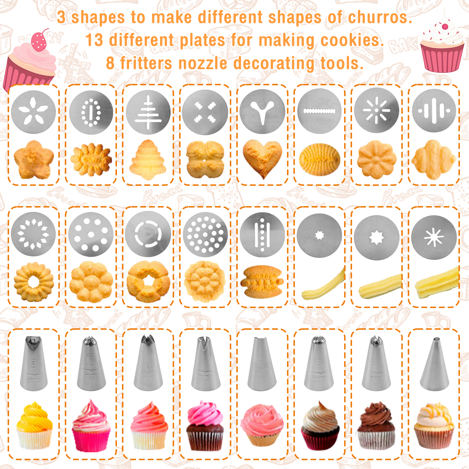 Cookie Press Gun Tips Set Stai – Churros Maker Gun Bewertung und Preis