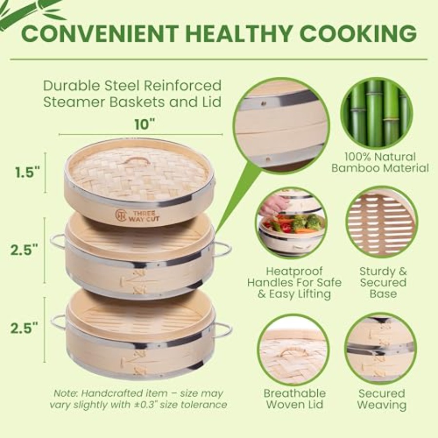 2-tier 10 Bamboo Steamer with  – Bao Steamer Bamboo Bewertung und Preis